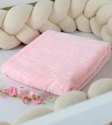 Imagem de Cobertor Infantil Raschel C/Relevo 80x1,10m Balão Rosa Touch Jolitex