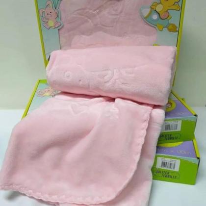 Imagem de Cobertor Infantil Raschel C/Relevo 80x1,10m Balão Rosa Touch Jolitex