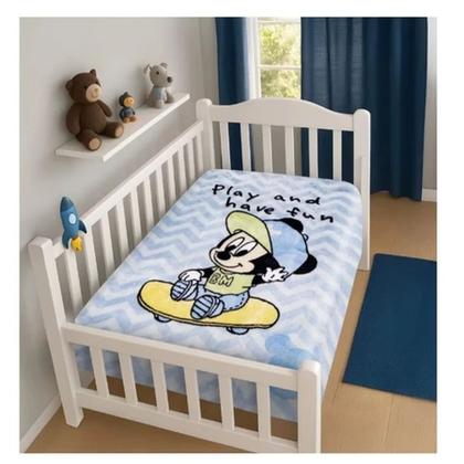 Imagem de Cobertor Infantil Raschel Plus Disney Minnie e Mickey Bebê Rosa Azul