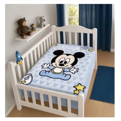 Imagem de Cobertor Infantil Raschel Plus Disney Minnie e Mickey Bebê Rosa Azul