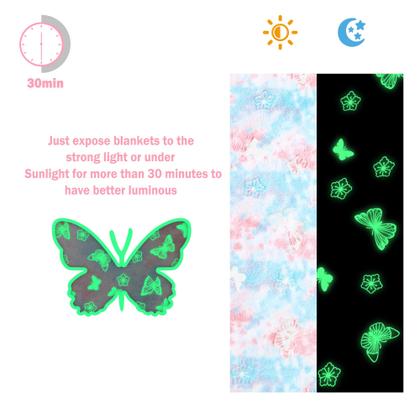 Imagem de Cobertor infantil Softan Glow in the Dark, cobertor luminoso de flanela macio e aconchegante para sofá-cama, presente de aniversário de Natal, borboleta de 50 x 60 polegadas