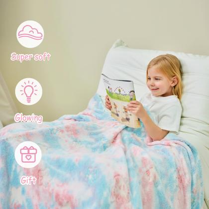 Imagem de Cobertor infantil Softan Glow in the Dark, cobertor luminoso de flanela macio e aconchegante para sofá-cama, presente de aniversário de Natal, borboleta de 50 x 60 polegadas