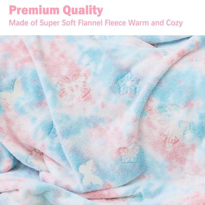 Imagem de Cobertor infantil Softan Glow in the Dark, cobertor luminoso de flanela macio e aconchegante para sofá-cama, presente de aniversário de Natal, borboleta de 50 x 60 polegadas