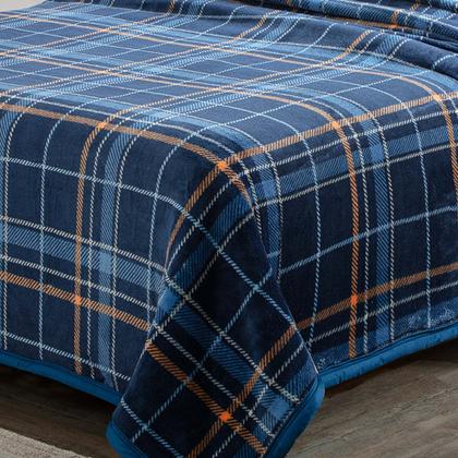Imagem de Cobertor Jolitex Casal Dyuri Plus 1,80x2,20m Tweed Azul