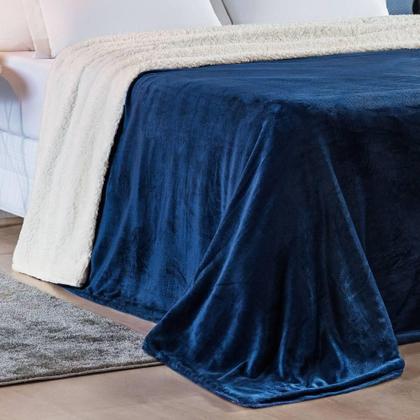 Imagem de Cobertor King Alaska Dupla Face Sherpa-mantinha - Marinho