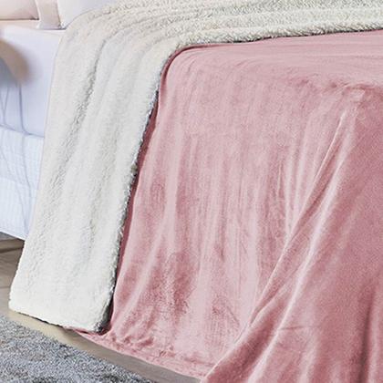 Imagem de Cobertor King Alaska Dupla Face Sherpa/Mantinha - Rosa Secreto