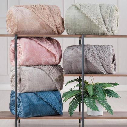 Imagem de Cobertor King Sherpa Toque Pele De Carneiro Dupla Face 240x260cm Camurça