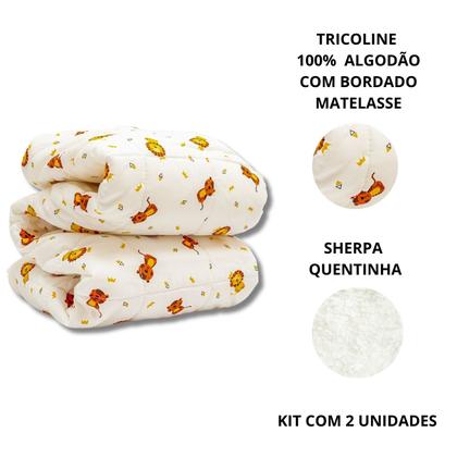 Imagem de Cobertor Kit 2pçs Bebê Wave Berço Azul e Edredom Leão