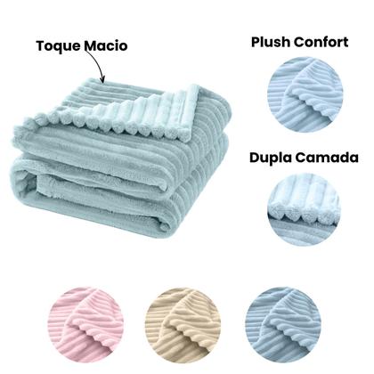 Imagem de Cobertor Kit 2pçs Bebê Wave Berço Azul e Pipoquinha Branco