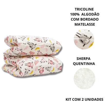 Imagem de Cobertor Kit 3pçs Bebê Wave Berço Rosa e Edredom Rosa