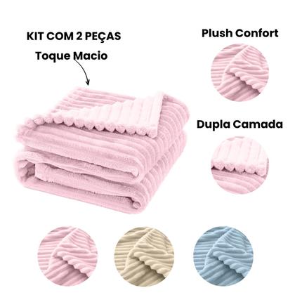 Imagem de Cobertor Kit 3pçs Bebê Wave Berço Rosa e Edredom Rosa