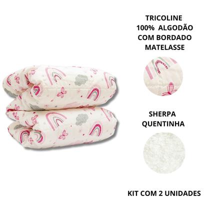 Imagem de Cobertor Kit 3pçs Bebê Wave Berço Rosa e Edredom Rosa
