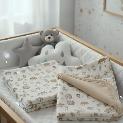 Imagem de Cobertor Manta Bebê Vivaldi Dupla Face 90x90cm Algodão Estampada Macia Com Víes