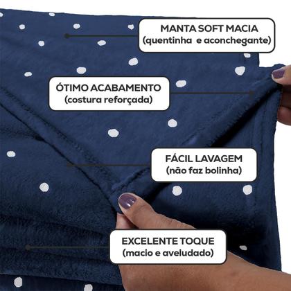Imagem de Cobertor Manta Casal Queen Size Poá Bolinha Softy 2,40 x 2,20 Avulso Toque Macio Aveludado Coberta Antialergico Fleece Flannel