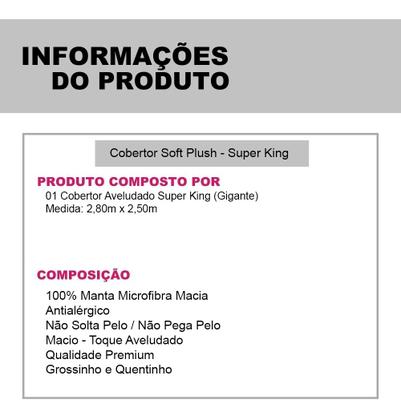 Imagem de Cobertor Manta Casal Super King Size Gigante Microfibra Coberta Aveludada 280x250cm - Inverno