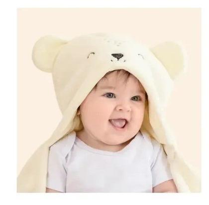 Imagem de Cobertor Manta Microfibra Bebe C/ Capuz Macio Bichos