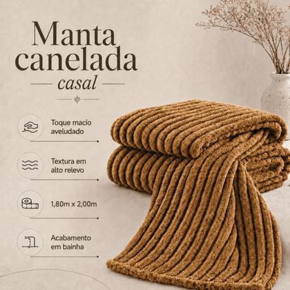 Imagem de Cobertor Manta Soft Canelada Casal Microfibra 1,80 X 2,00 Macia Quentinha Inverno