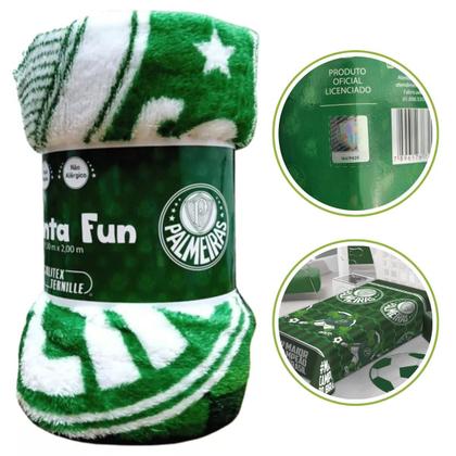 Imagem de Cobertor Manta Solteiro Jolitex Time Futebol Palmeiras Verdão Vai Corinthians Tricolor São Paulo