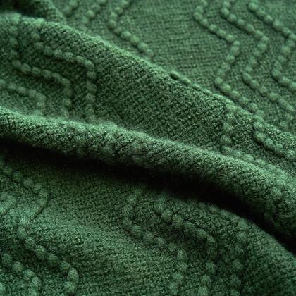 Imagem de Cobertor MIULEE 127x152 cm com borlas de malha verde escuro