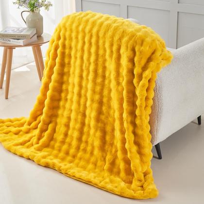 Imagem de Cobertor NEWCOSPLAY amarelo mostarda de pele sintética 550GSM 130x150cm
