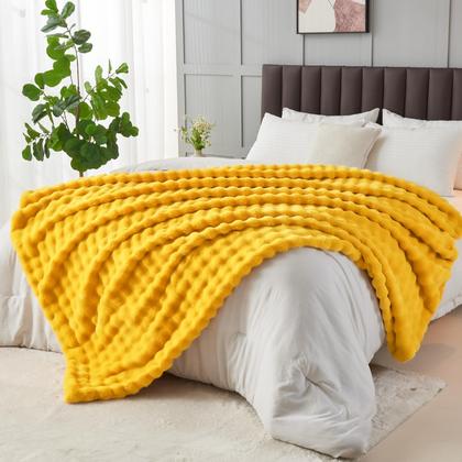 Imagem de Cobertor NEWCOSPLAY amarelo mostarda de pele sintética 550GSM 130x150cm