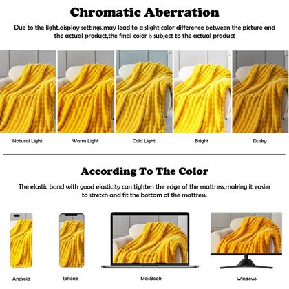Imagem de Cobertor NEWCOSPLAY amarelo mostarda de pele sintética 550GSM 130x150cm