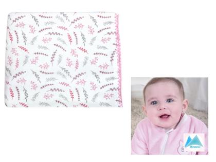 Imagem de Cobertor Para Bebe Manta Infantil Flores Rosa 100% Algodão Macio Enxoval Recém Nascido Menina