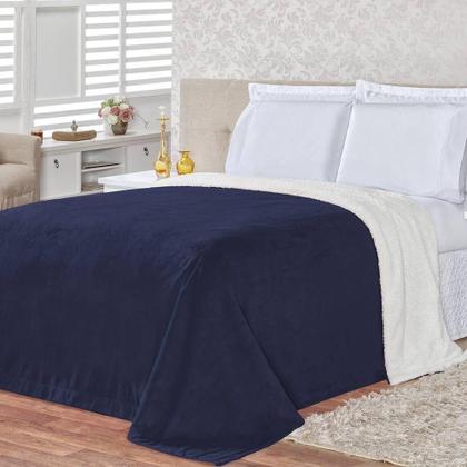 Imagem de Cobertor Pele De Carneiro Sherpa Alaska King 01 Peça - Marinho
