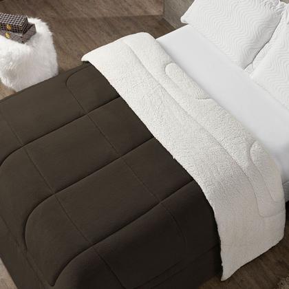 Imagem de Cobertor Queen 1 Peça Maya Manta Soft e Sherpa de Carneiro 100 Poliester Quentinho.