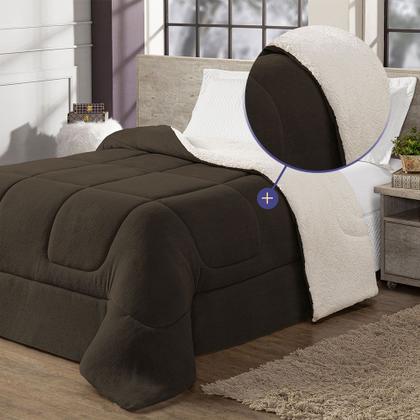 Imagem de Cobertor Queen 1 Peça Maya Manta Soft e Sherpa de Carneiro 100 Poliester Quentinho.