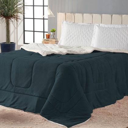 Imagem de Cobertor Queen 1 Peça Maya Manta Soft e Sherpa de Carneiro 100 Poliester Quentinho.