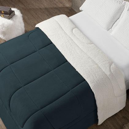 Imagem de Cobertor Queen 1 Peça Maya Manta Soft e Sherpa de Carneiro 100 Poliester Quentinho.
