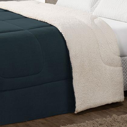 Imagem de Cobertor Queen 1 Peça Maya Manta Soft e Sherpa de Carneiro 100 Poliester Quentinho.