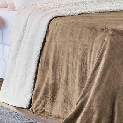 Imagem de Cobertor Queen Alaska Dupla Face Sherpa-mantinha - Cáqui