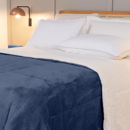 Imagem de Cobertor QUEEN dupla face sherpa manta fleece matelasse