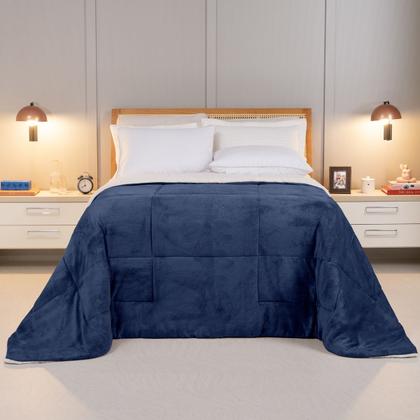 Imagem de Cobertor QUEEN dupla face sherpa manta fleece matelasse