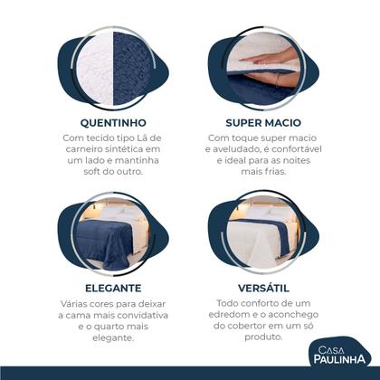 Imagem de Cobertor QUEEN dupla face sherpa manta fleece matelasse