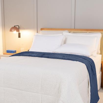 Imagem de Cobertor QUEEN dupla face sherpa manta fleece matelasse