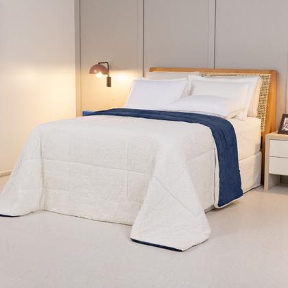 Imagem de Cobertor QUEEN dupla face sherpa manta fleece matelasse