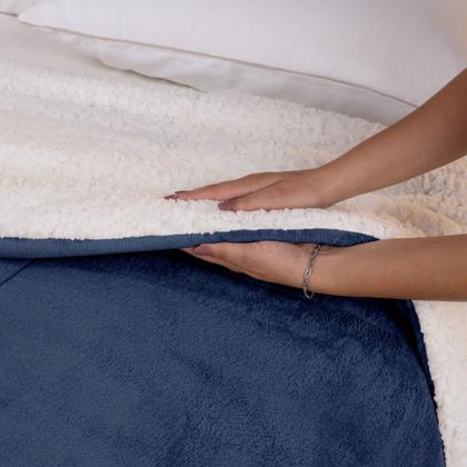 Imagem de Cobertor QUEEN dupla face sherpa manta fleece matelasse