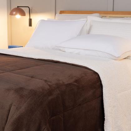 Imagem de Cobertor QUEEN dupla face sherpa manta fleece matelasse