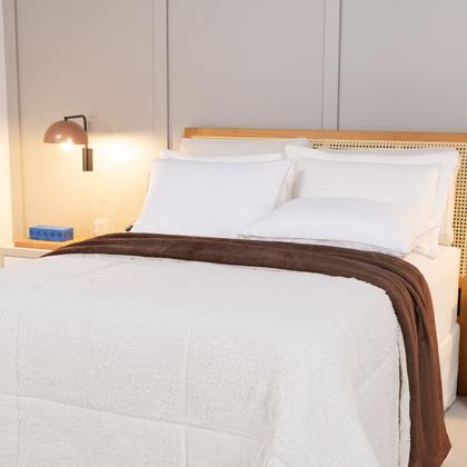 Imagem de Cobertor QUEEN dupla face sherpa manta fleece matelasse