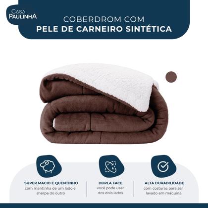 Imagem de Cobertor QUEEN dupla face sherpa manta fleece matelasse