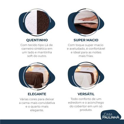 Imagem de Cobertor QUEEN dupla face sherpa manta fleece matelasse