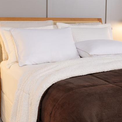 Imagem de Cobertor QUEEN dupla face sherpa manta fleece matelasse