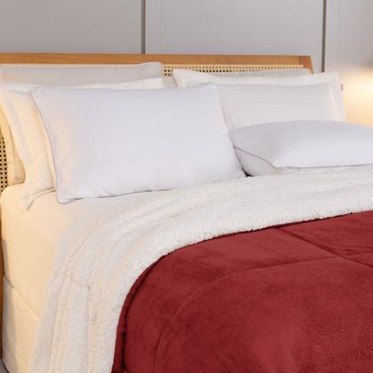Imagem de Cobertor QUEEN dupla face sherpa manta fleece matelasse