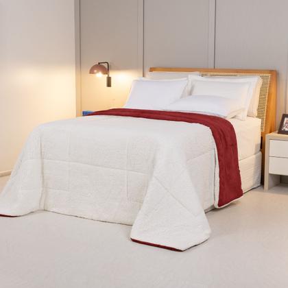 Imagem de Cobertor QUEEN dupla face sherpa manta fleece matelasse