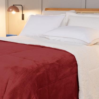 Imagem de Cobertor QUEEN dupla face sherpa manta fleece matelasse