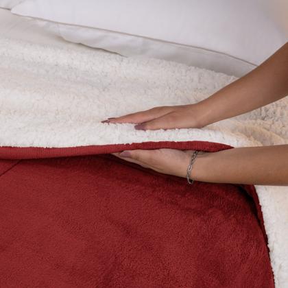 Imagem de Cobertor QUEEN dupla face sherpa manta fleece matelasse