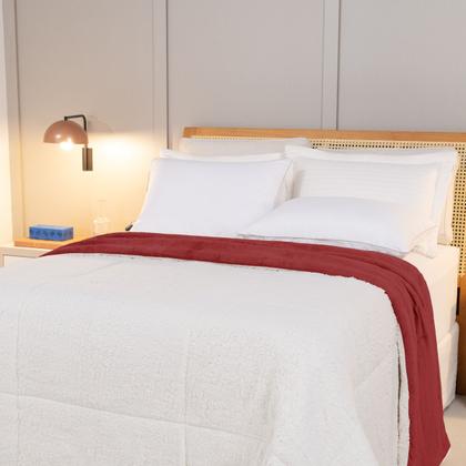 Imagem de Cobertor QUEEN dupla face sherpa manta fleece matelasse